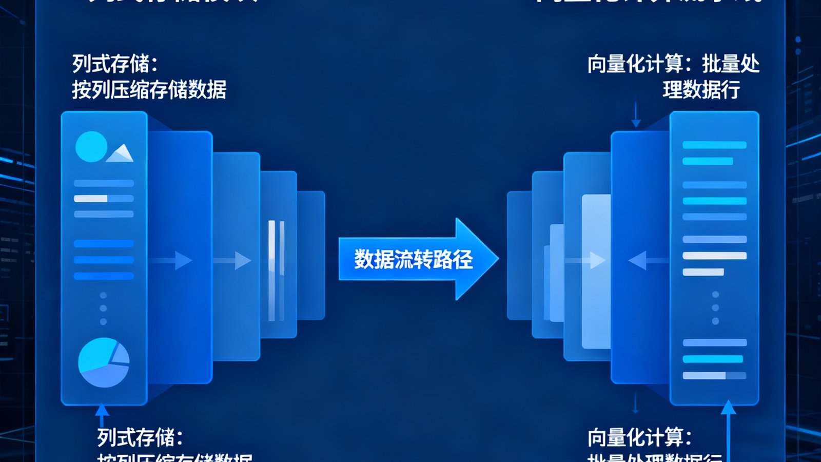 DB旗舰分析型数据库OLAP引擎处理复杂多维查询时的执行计划可视化界面，显示列式存储与向量化计算的流水线